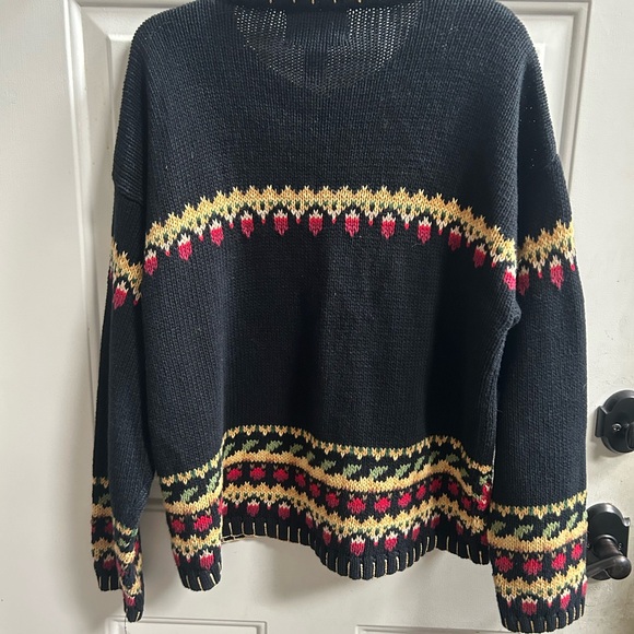 Vintage Tiara beaded Black and Gold Christmas Holiday Cardigan Sz L - Picture 12 of 16